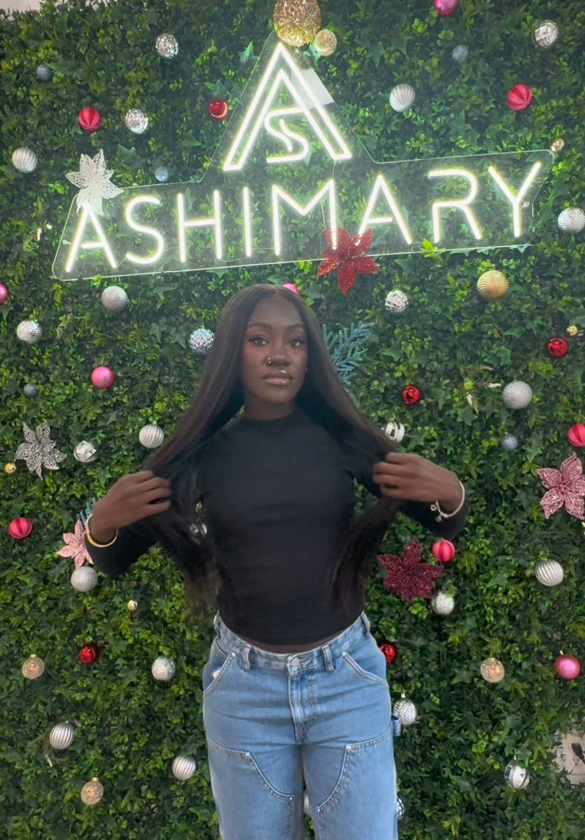 TikTok post by @porcelainzen for Ashimary Hair. Caption reads: Hair day is my new favorite time of the month ❤️ I....