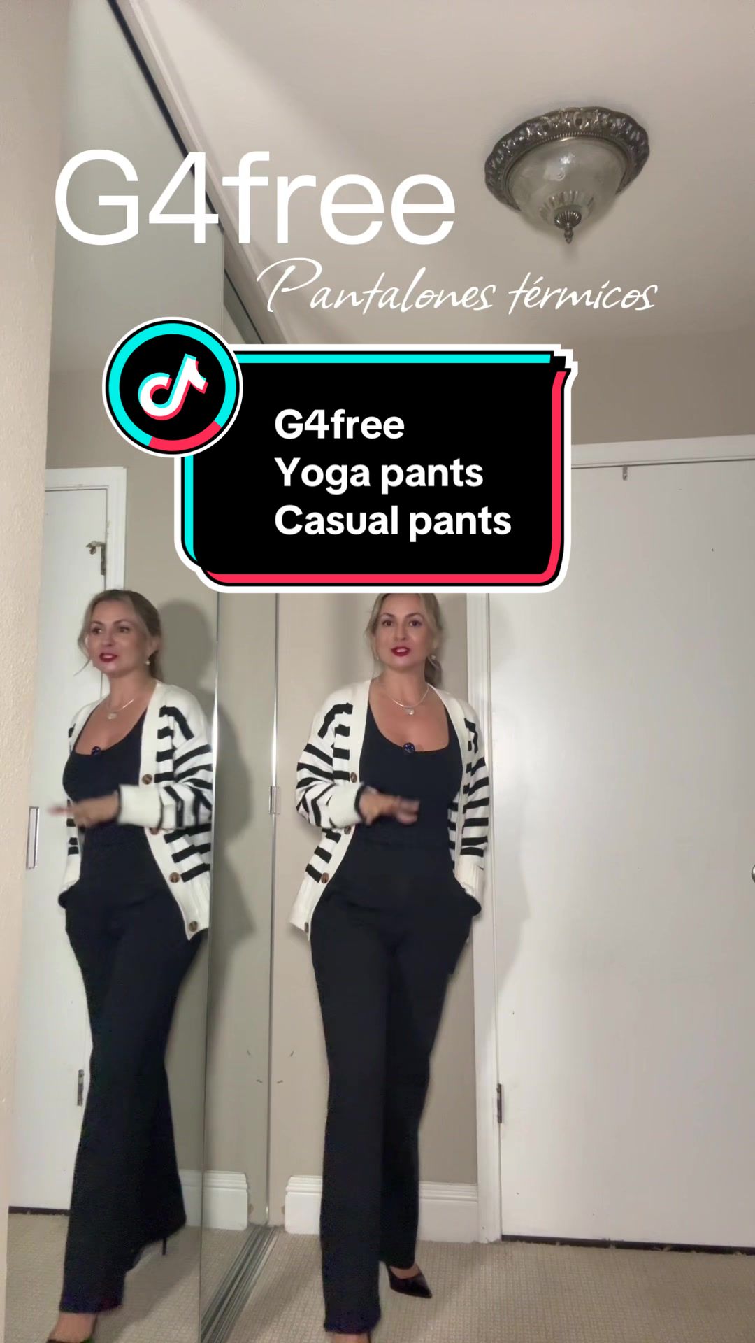 TikTok post by @lupitapadilla1229 for G4Free. Caption reads: [...] Inseam Long Sleeve Loungewear @G4Free Store....
