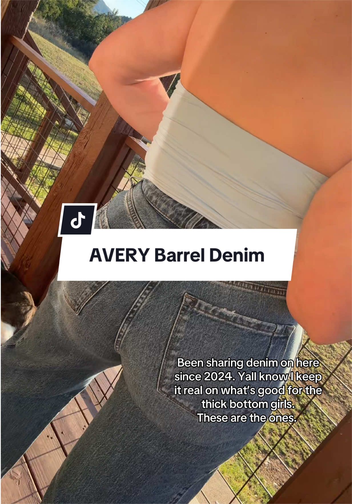 TikTok post by @_.andrea.nicole._ for Emma Lous Boutique. Caption reads: [...] hit the mark. @Avery Denim @Emma Lous....