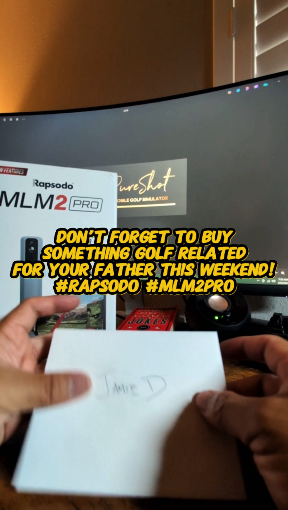 Instagram post by @jrealgolf for Rapsodo. Caption reads: Don’t forget to buy your dad a @rapsodogolf....