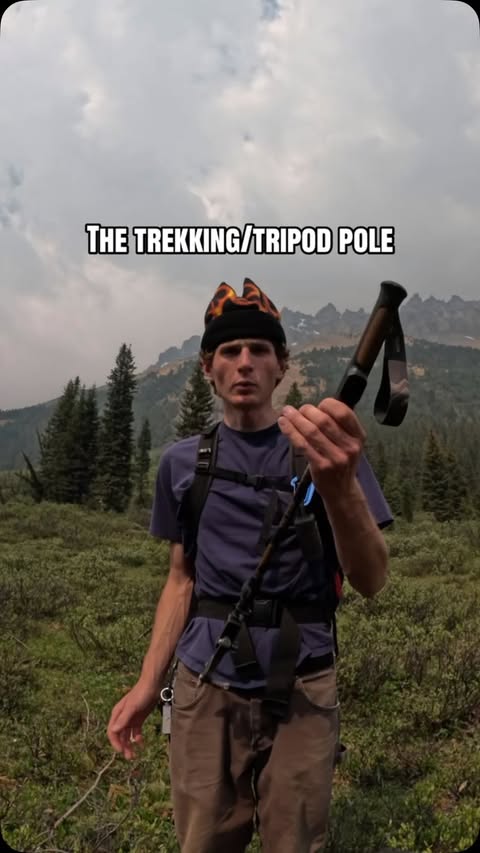 Instagram post by @seth_in_the_mountains for TELESIN. Caption reads: This is the Telesin trekking pole. It converts....