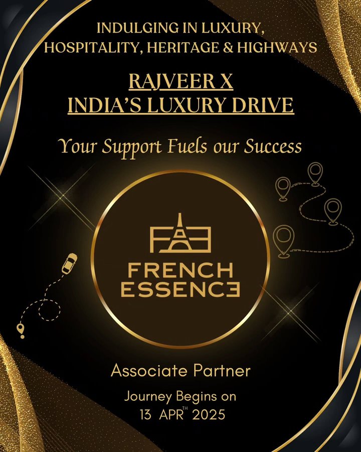 Instagram post by @rajveer.live for French Essence. Caption reads: Grateful to have French Essence as an Associate....