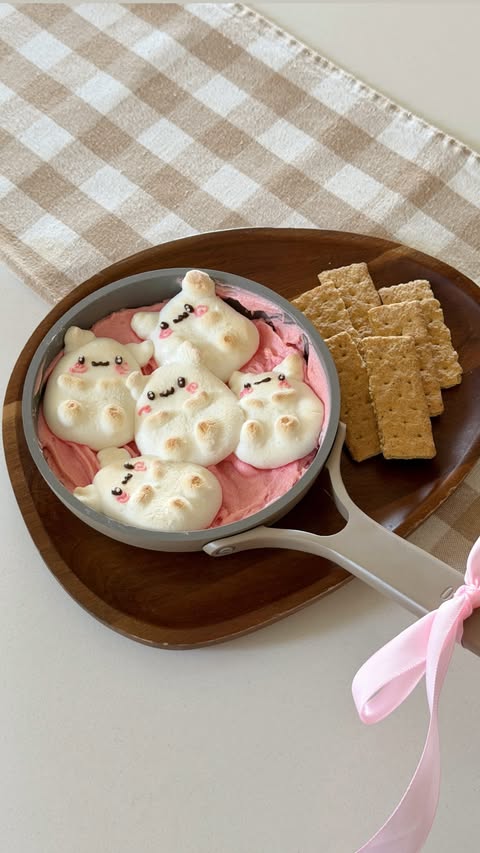 Instagram post by @betweenspoonfuls for Sanrio. Caption reads: [...] make Hanamaruobake S’mores Dip with @sanrio....