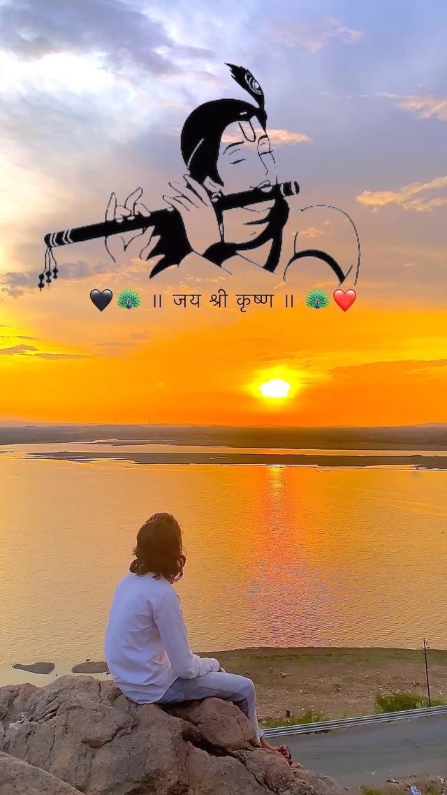 Instagram post by @mr._gopu_.10 for Instagram for Business. Caption reads: 🖤🦚 ॥ जय श्री कृष्ण ॥ 🦚❤️ @mr._gopu_.10....