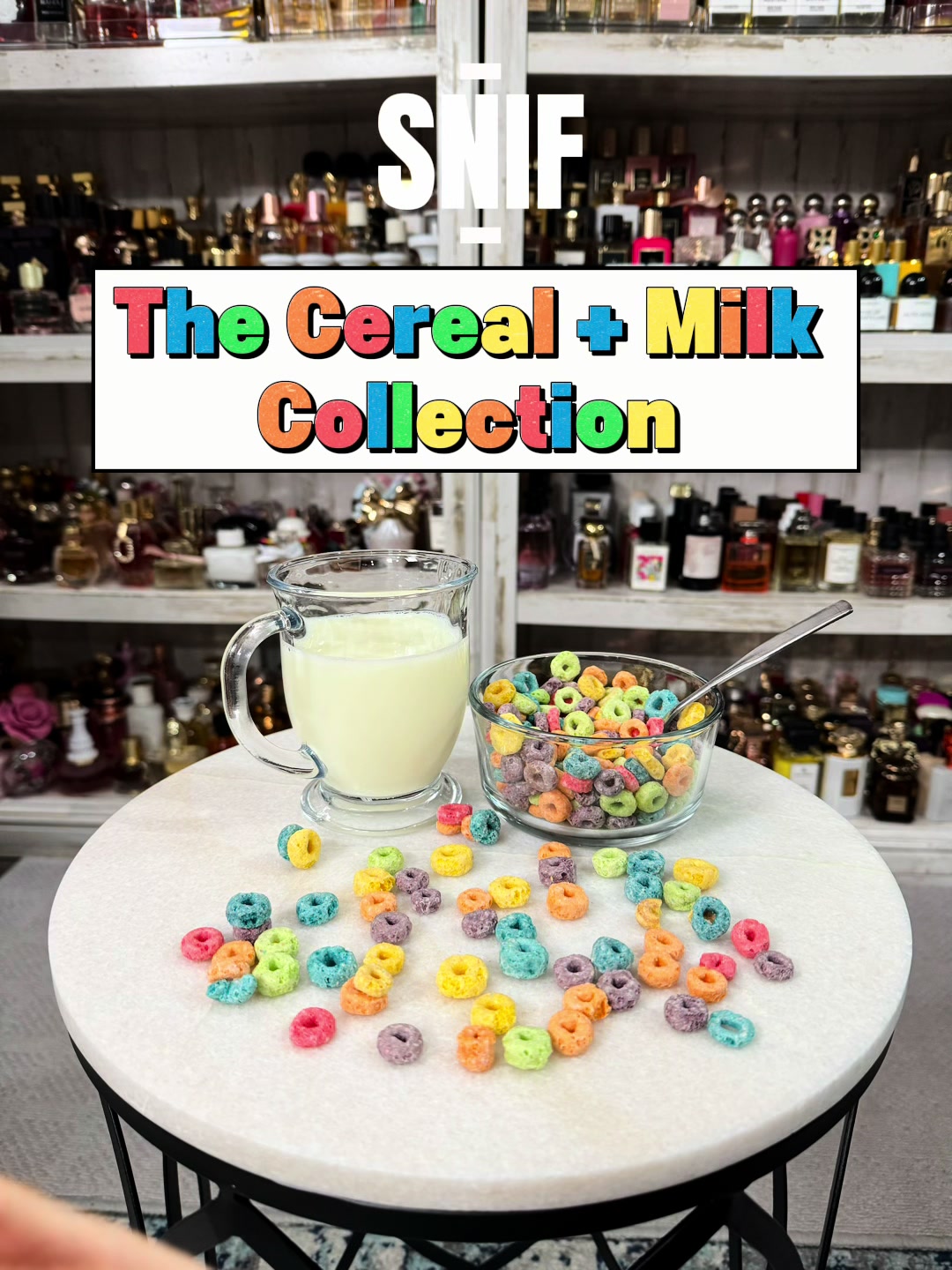 TikTok post by @thesmellgoodnp for Snif. Caption reads: Have you tried @Snif new Cereal + Milk collection?....