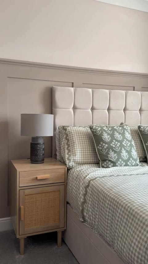 Instagram post by @athomeinsuffolk_ for Aosom. Caption reads: [...] these new bedside tables and fan from....