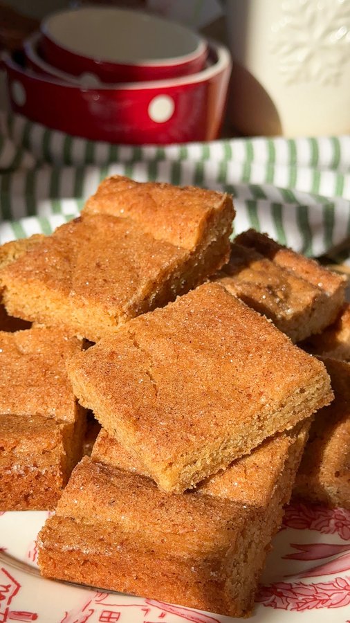 Instagram post by @munchiesbymallory for Instant Pot. Caption reads: brown butter snickerdoodle bars 🎄

brown butter....