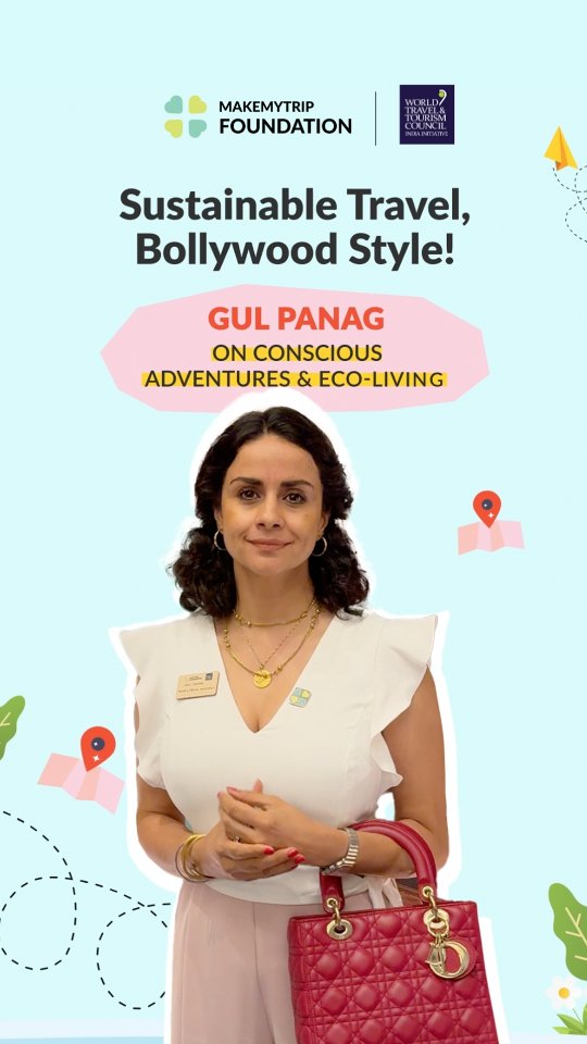 Instagram post by @gulpanag for Makemytrip. Caption reads: Sustainable travel made simple and powerful.
At....