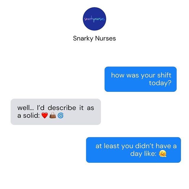 Instagram post by @snarkynurses for DOLAN Scrubs. Caption reads: Decoding the day with @snarkynurses 🔍 We’re....