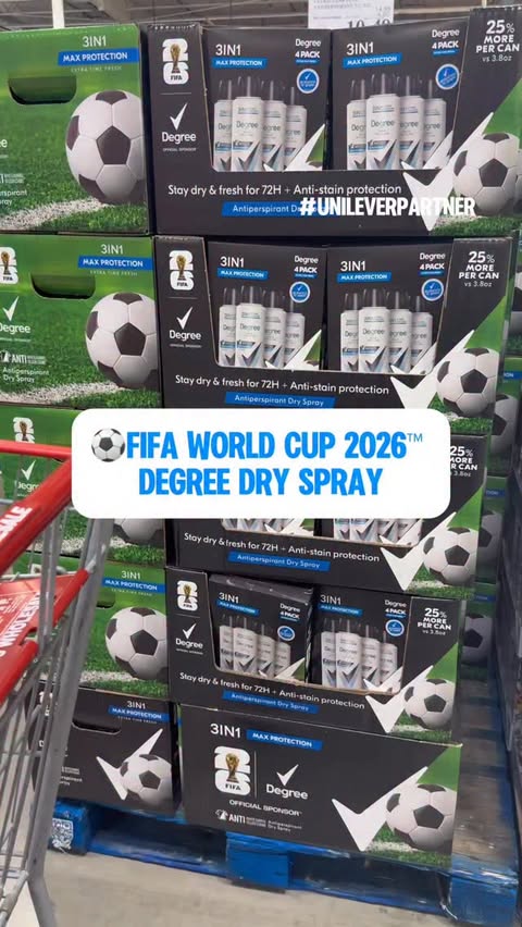 Instagram post by @costcoguide for Degree. Caption reads: [...] NEW Limited-time @fifaworldcup @degree Dry....