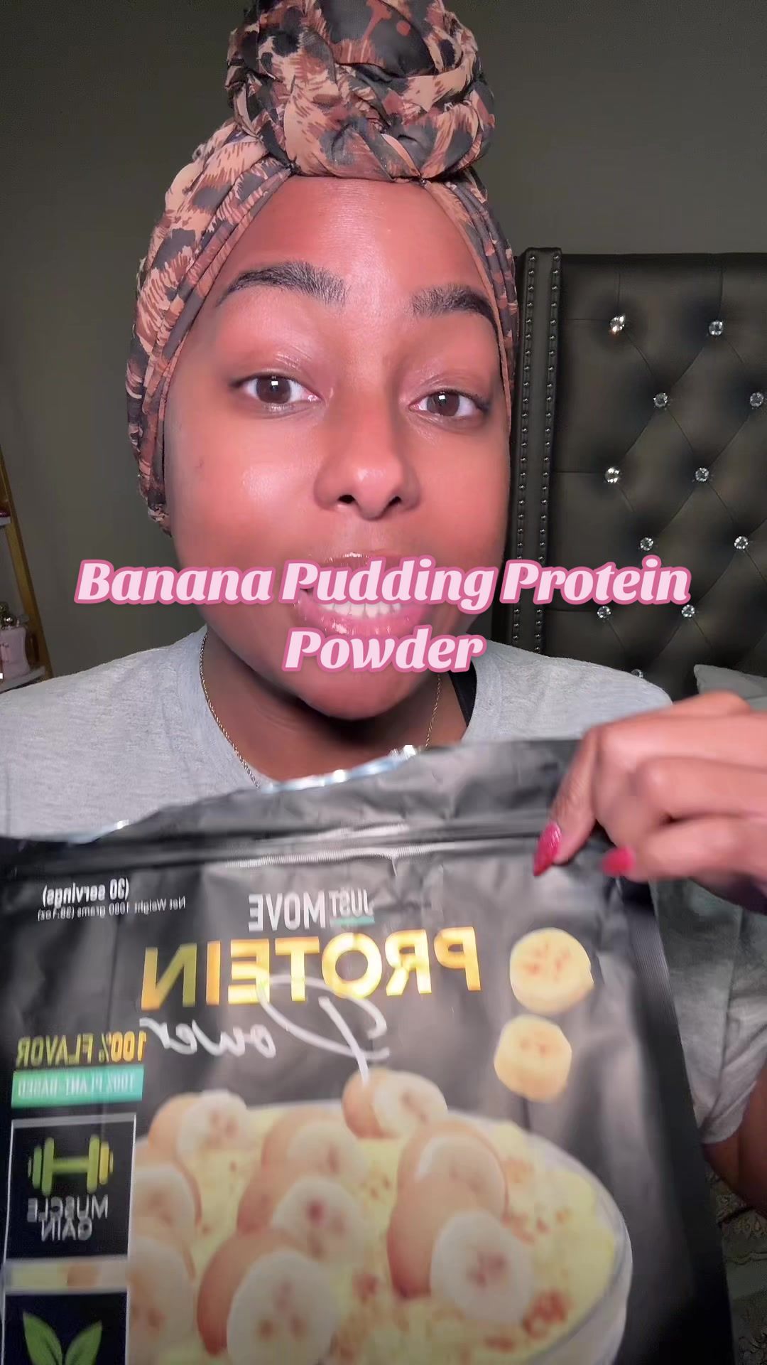 TikTok post by @korilovestoshop for Just Move Supplements. Caption reads: [...] to my protein shake daily 😋 @Just Move....