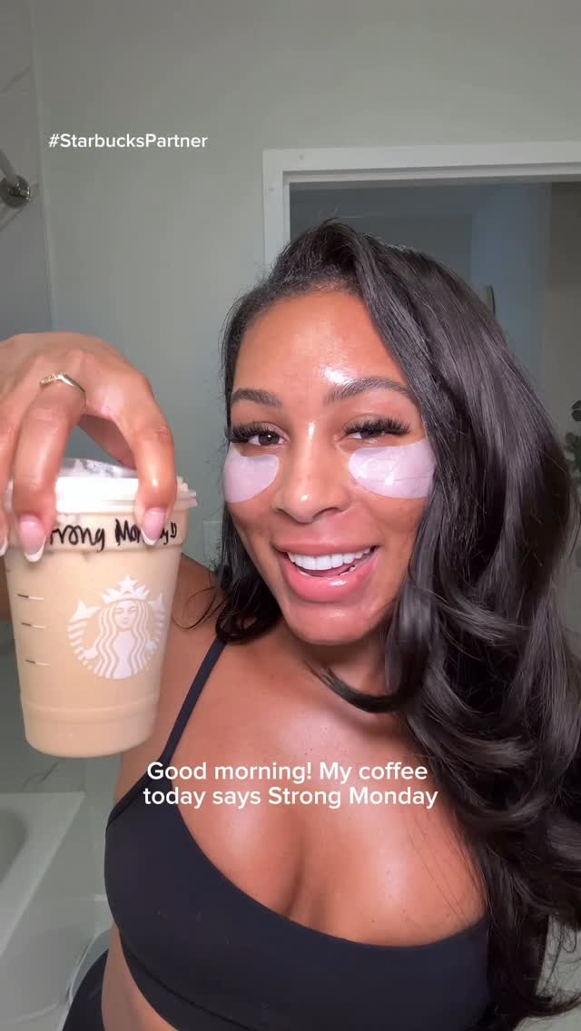 Instagram post by @jazturner16 for Starbucks. Caption reads: Mornings hit different when your outfit’s on point....