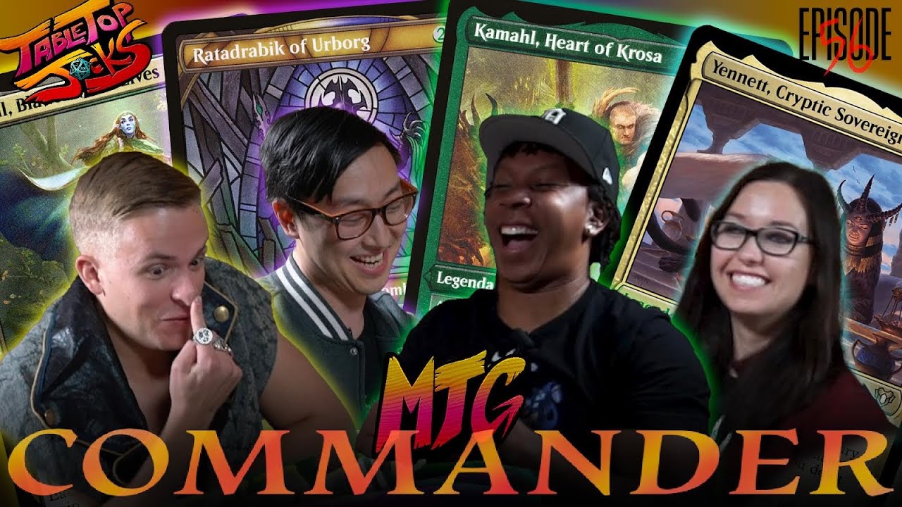 YouTube post by @TabletopJocks for Jankmats. Caption reads: MTG Commander Gameplay | MTGNerdGirl vs....