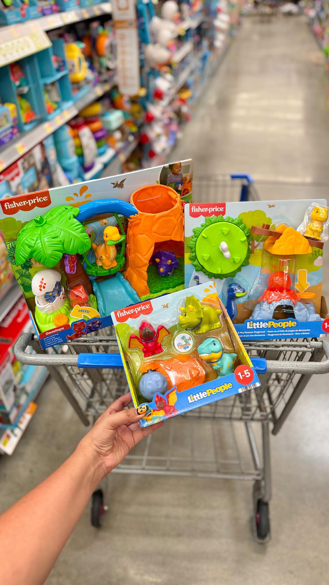 Instagram post by @walmartovereverything for Fisher-Price. Caption reads: #ad Discover Little People Dino — NEW and....
