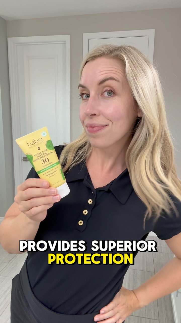 Instagram post by @thebudgetdermatologist for Babo Botanicals. Caption reads: [...] for serious sun protection! I love....