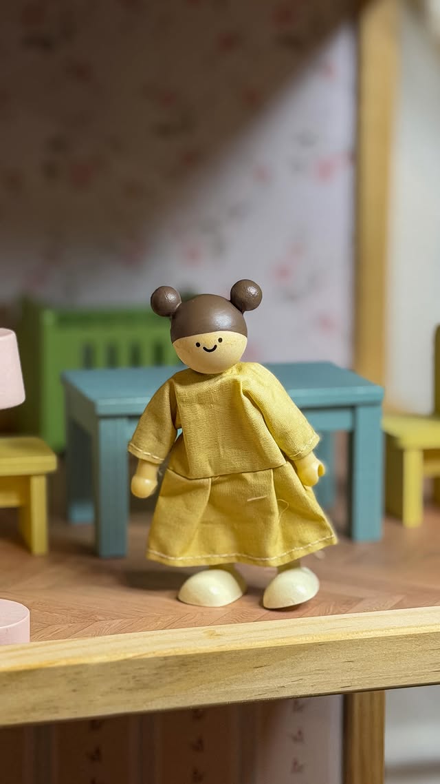 Instagram post by @hayatintheusa for Tiny Land. Caption reads: This Tiny Land Sweetwood Evergreen Dollhouse feels....