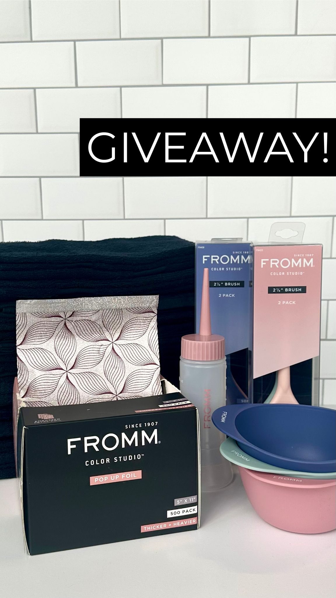 Instagram post by @brightenedbybrookie for Fromm Pro. Caption reads: ⭐ GIVEAWAY ⭐ @marlobeautysupply, @frommpro and....