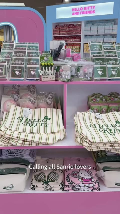 Instagram post by @xo.fatis for Hello Kitty. Caption reads: MINISO Hello Kitty and Friends pop-up is here,....