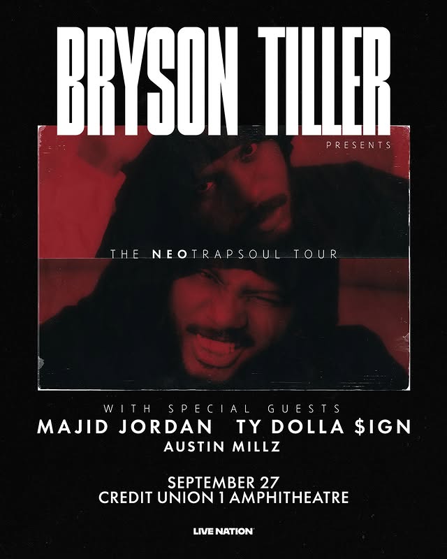 Instagram post by @creditunion1amp for Live Nation Concerts. Caption reads: You could win 4 tickets for Bryson Tiller with....