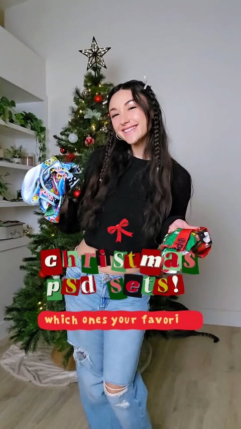 Instagram post by @caileylonnie for PSD Underwear. Caption reads: Christmas sets from @psdunderwear 🎄 which one is....
