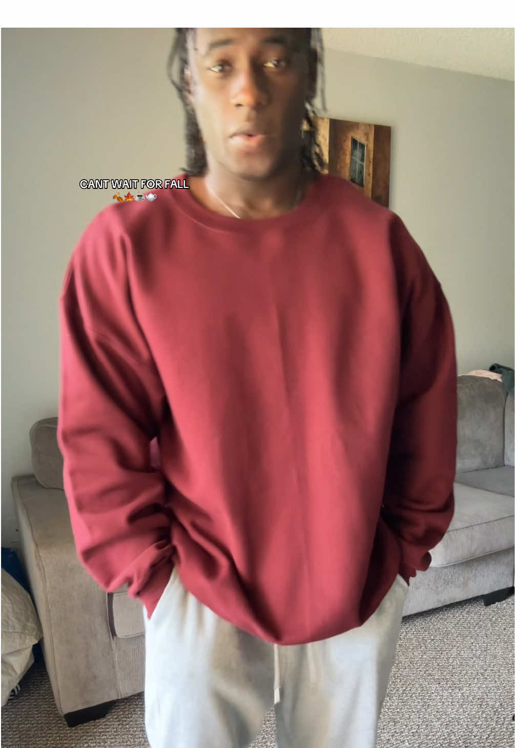 TikTok post by @fhavibrah for Hanes. Caption reads: Got my Hanes Crewneck sweatshirt ready for fall....
