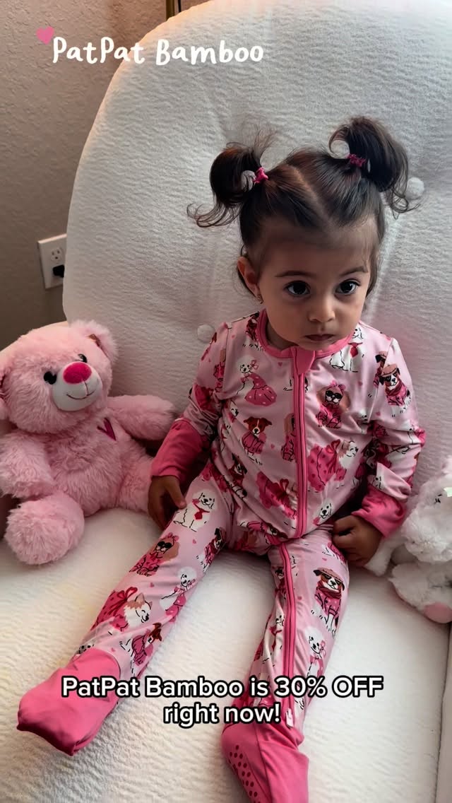 Instagram post by @kubikslife for Patpat. Caption reads: PatPat Bamboo Baby PJs 👶💛 Ultra-soft bamboo....