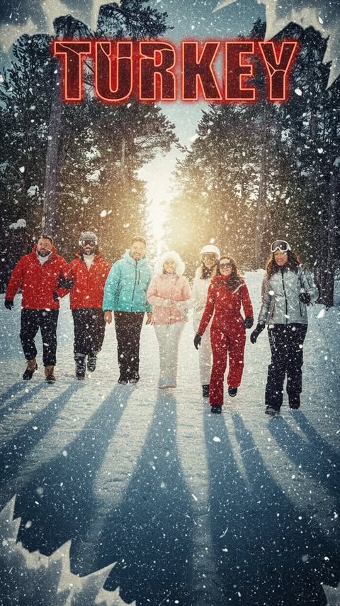 Instagram post by @douniabomba for Turkish Airlines. Caption reads: Snow Vibes ❄️ 
.
Sponsored by....