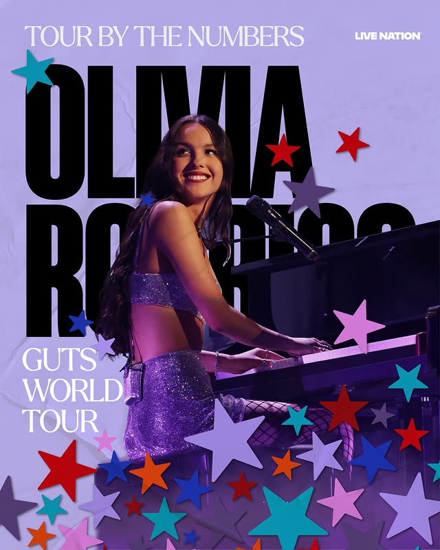 Instagram post by @livieshq for Live Nation. Caption reads: @oliviarodrigo’s GUTS world tour was EPIC - a....