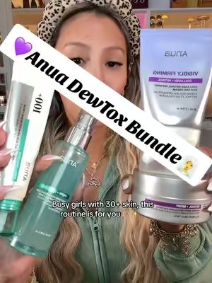 TikTok post by @giniglow for Anua Store US. Caption reads: [...] testimony. Results may vary. @Anua Store US....