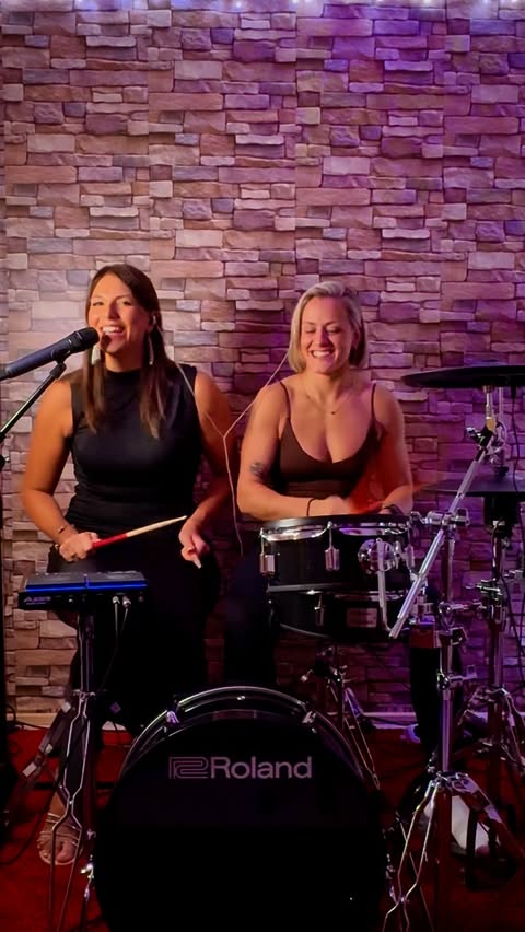 Instagram post by @annamarialoda_ for Roland. Caption reads: Playing with new toys 🥁🎤🎶 #music #roland #girl....