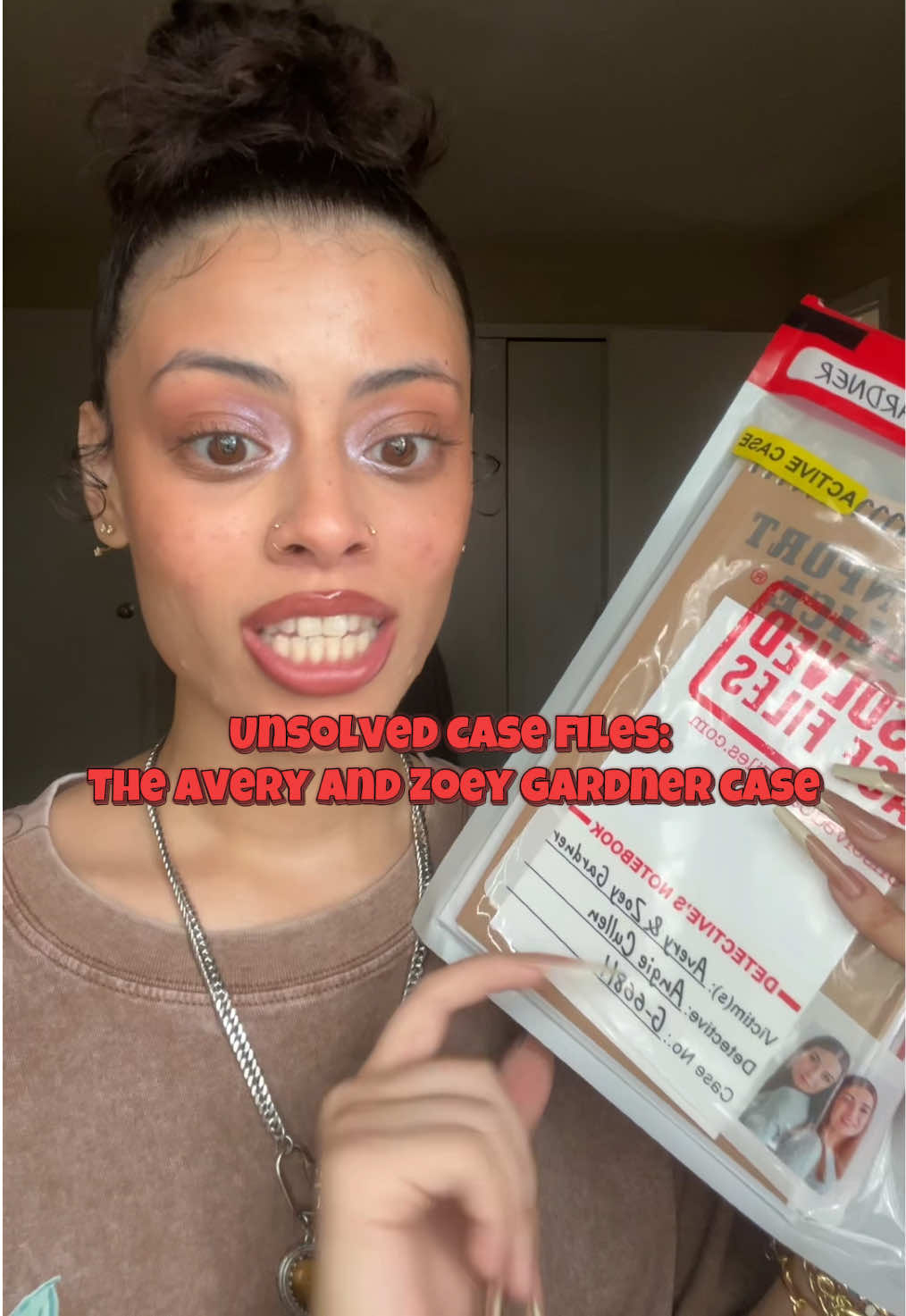 TikTok post by @sunfairy333 for Unsolved Case Files. Caption reads: [...] like to help me solve this case! @Unsolved....