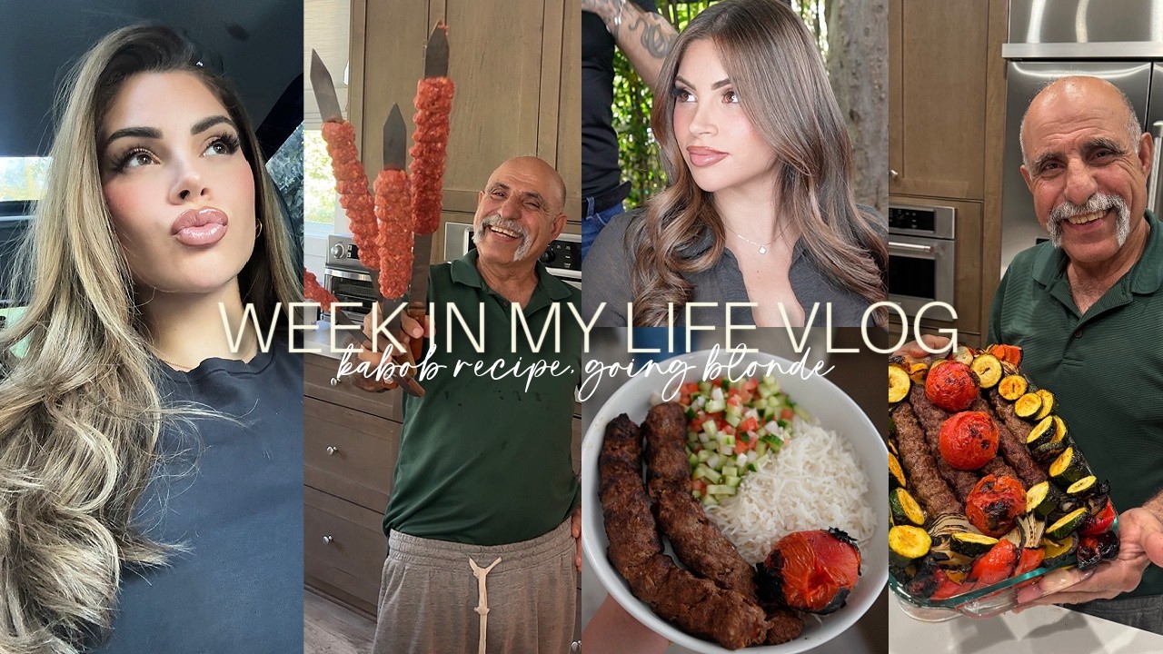 YouTube post by @NazaninKavari for Thematic. Caption reads: VLOG♡ My Parent's Famous Kabob Recipe, Going....