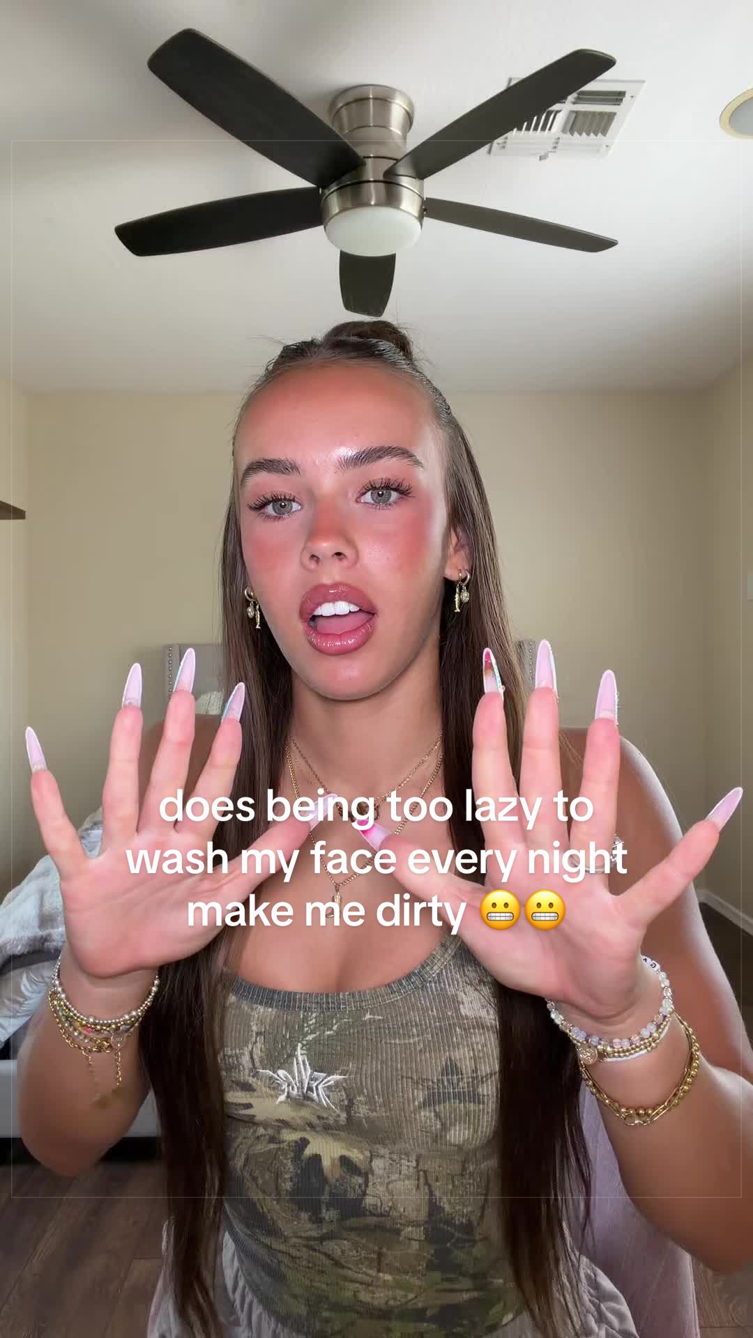 TikTok post by @only1aliya for Clean Skin Club. Caption reads: LAZY GIRLS UNITE #makeup #cleanskinclub....