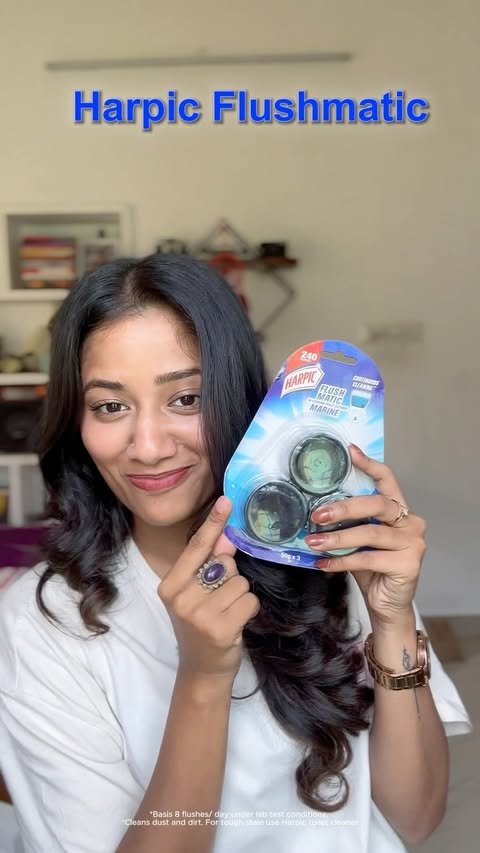 Instagram post by @adheena_anul for Harpic. Caption reads: [...] addition, easier toilet maintenance! Try....