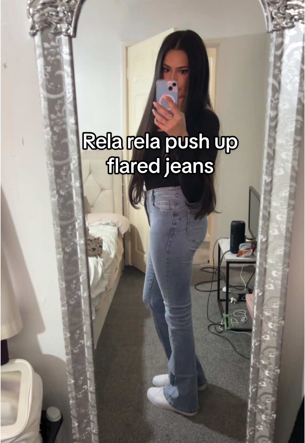 TikTok post by @shazaliaemma for RELA RELA. Caption reads: These Jeans are so flattering @RELA RELA 🩵 #jeans....