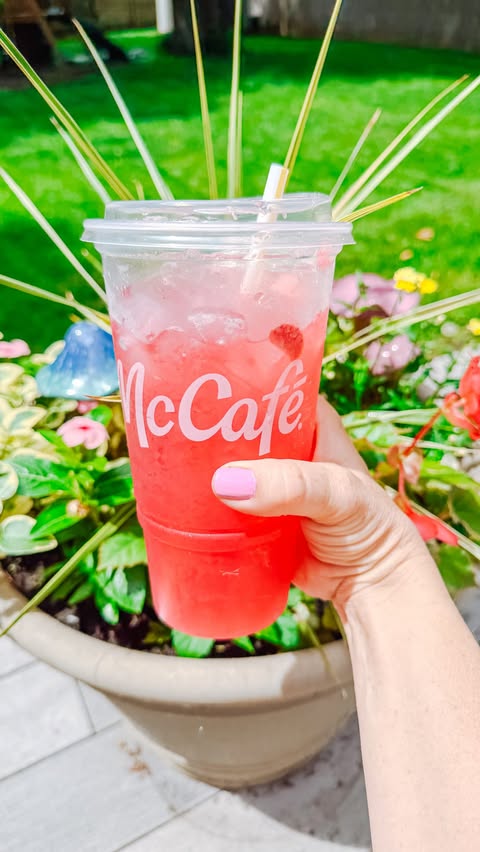 Instagram post by @the_patientmom for McDonald's of Michigan. Caption reads: Current favorite summer bevy 🍓🍉☀️ #Ad I picked....