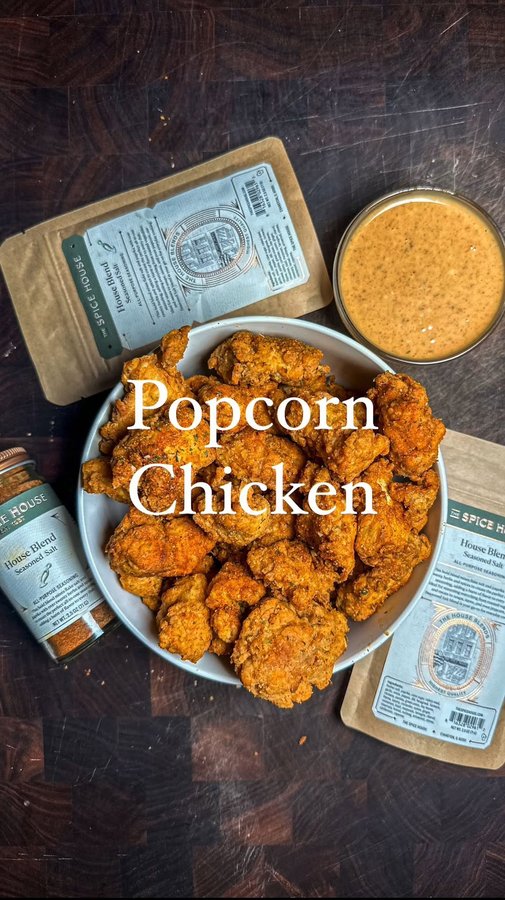 Instagram post by @cooking_with_rocco for The Spice House. Caption reads: (#ad) Week 10 of Game Day Bites: The Best Popcorn....