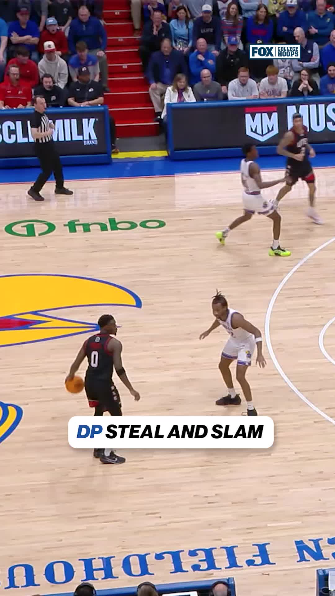 TikTok post by @cbbonfox for Old Trapper Beef Jerky. Caption reads: DARRYN PETERSON FAST BREAK SLAM (AND ONE) 💥....