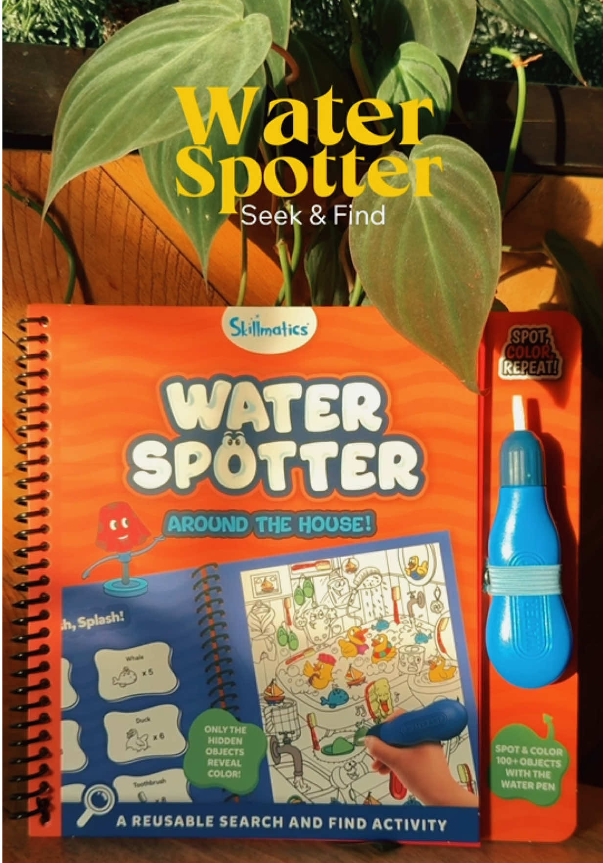 TikTok post by @homeschooling.in.scrubs for Skillmatics. Caption reads: [...] Search & Find activity book from....