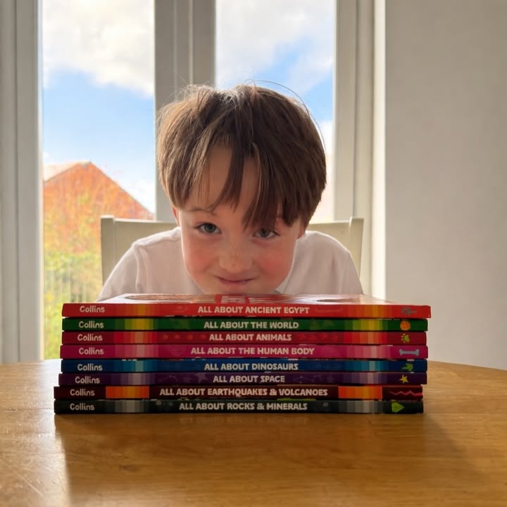 Instagram post by @thecarrsontheroad for Collins4Parents. Caption reads: [...] beautiful ‘All About’ books from....