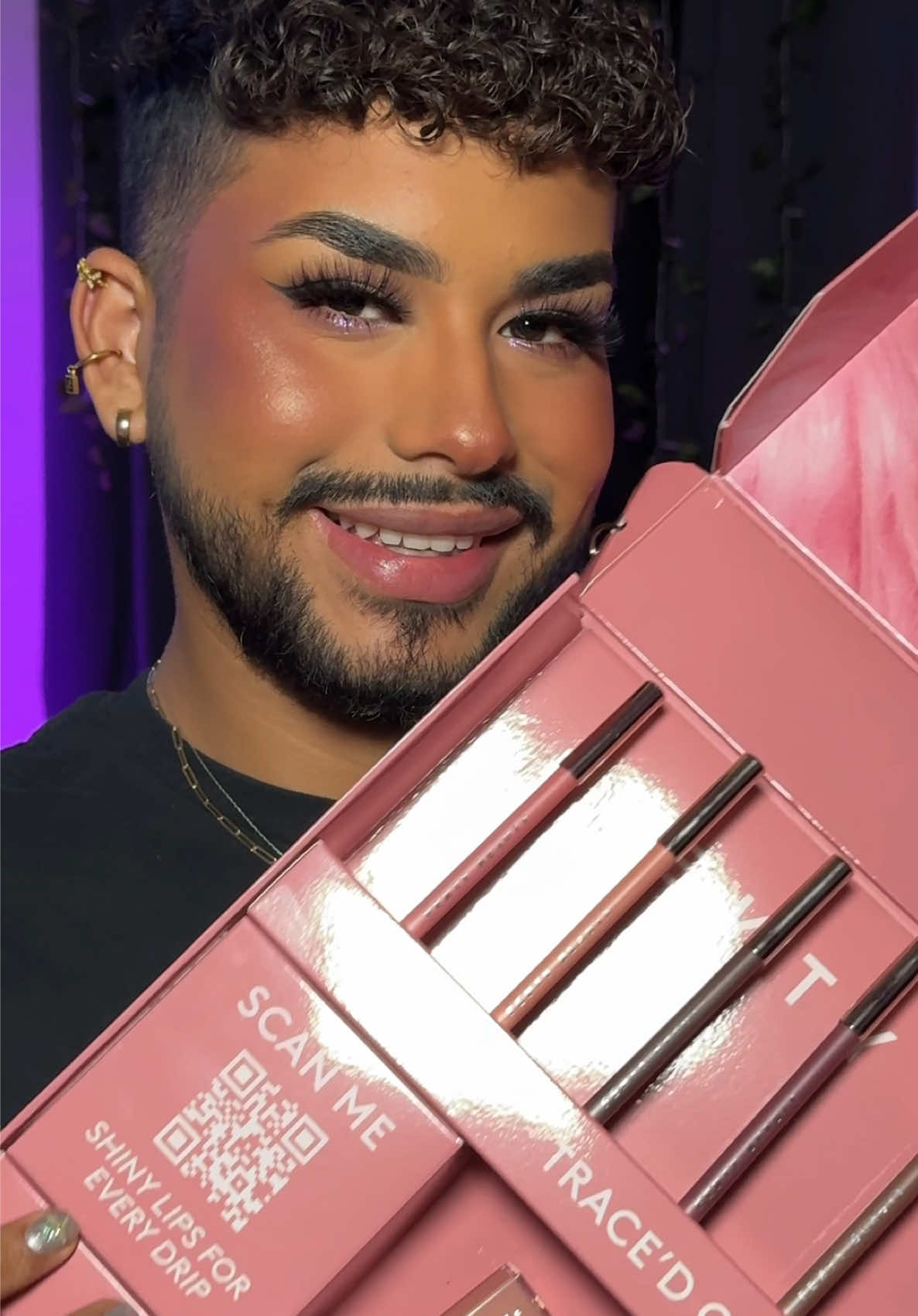TikTok post by @luisdelmar9 for Fenty Beauty. Caption reads: Strawberry Milkshake 🍓🍰 @Fenty Beauty traced out....