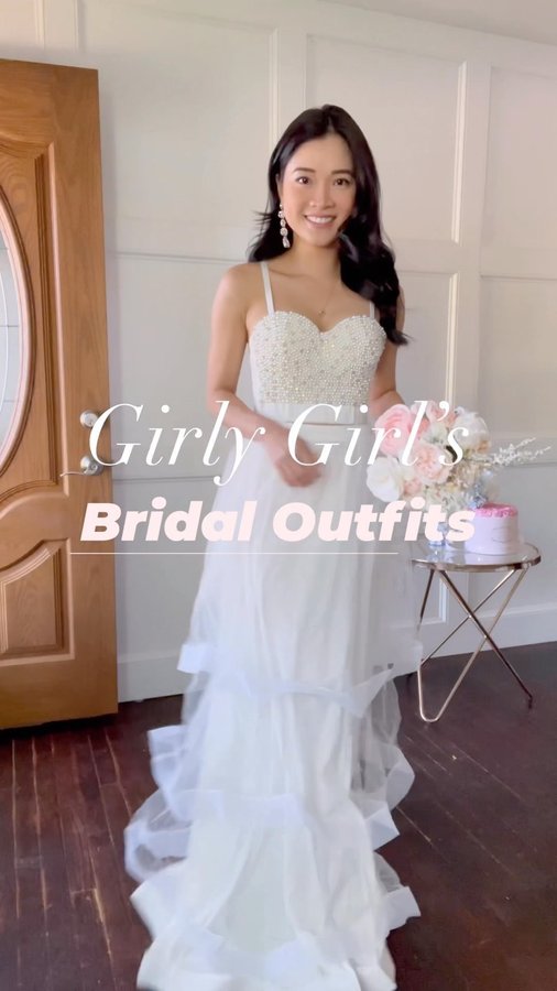 Instagram post by @withlovelilyrose for Red Dress. Caption reads: 👰🏻‍♀️A girly girl’s bridal wardrobe, #ad with....