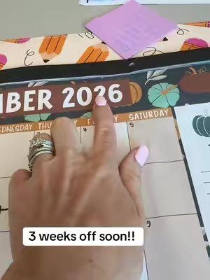 TikTok post by @owlsomekinders for Hadley Designs. Caption reads: [...] #deskcalendar #teachertok @Hadley Designs.