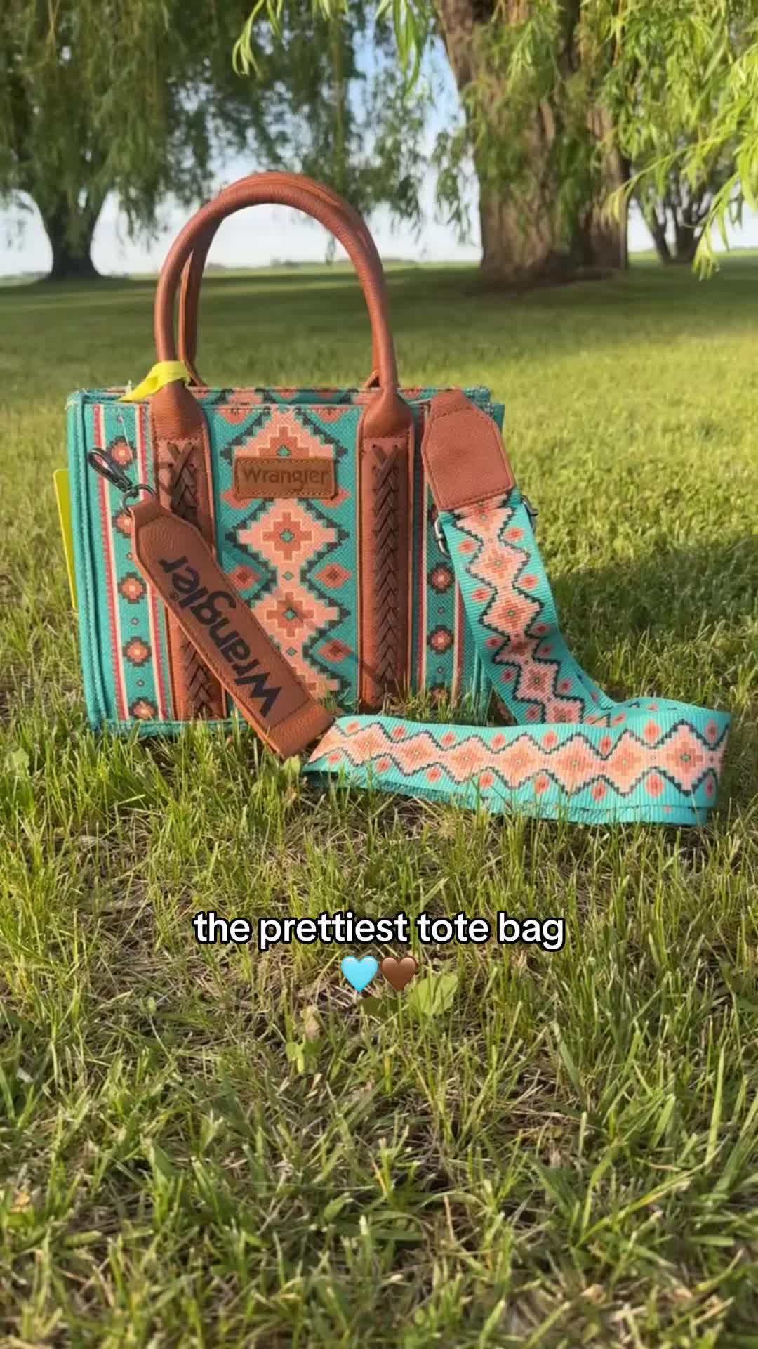TikTok post by @riley_plante for Rustic Charm Bootic. Caption reads: [...] how cute these tote bags are 🥰 @Rustic....
