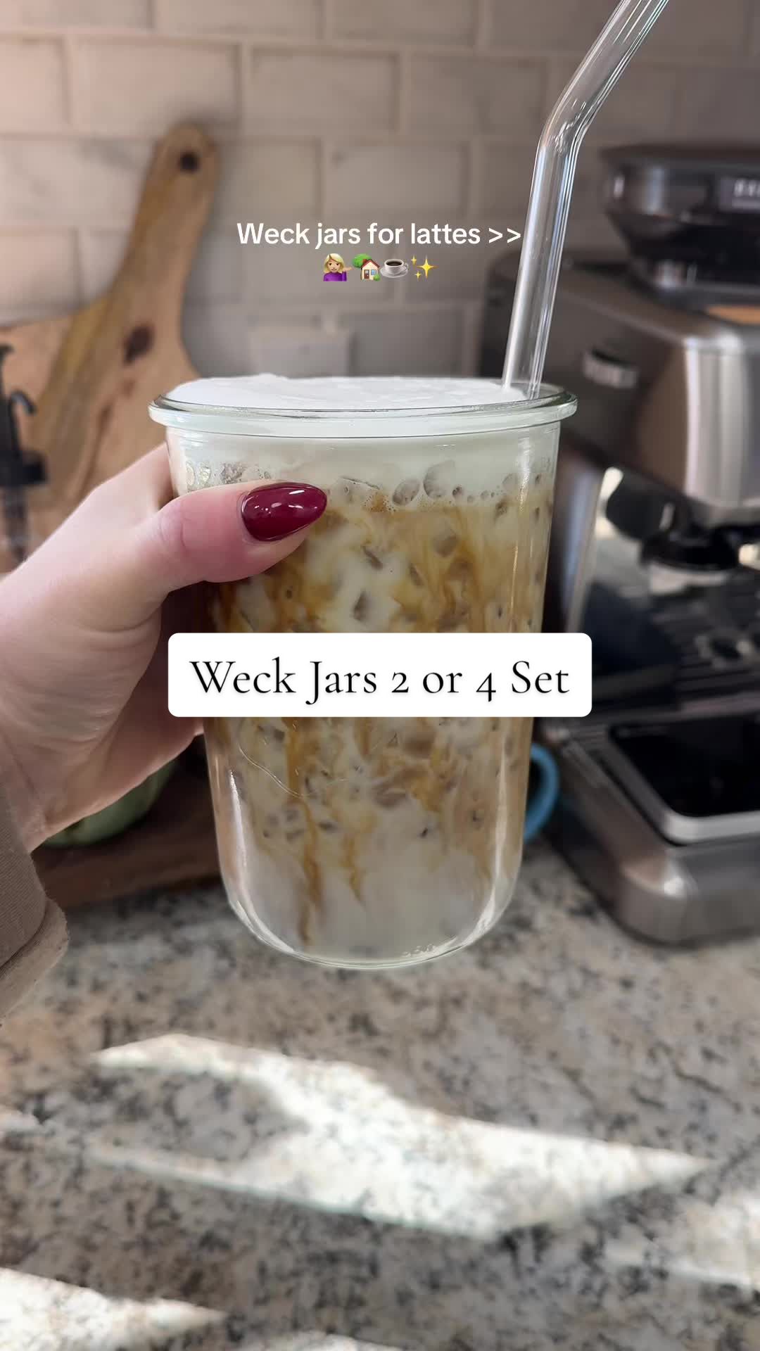 TikTok post by @lbscakes_ for Ballerina Farm. Caption reads: Ballerina Farm Weck Jars 2 or 4 Set 💁🏼‍♀️🏡☕️✨....