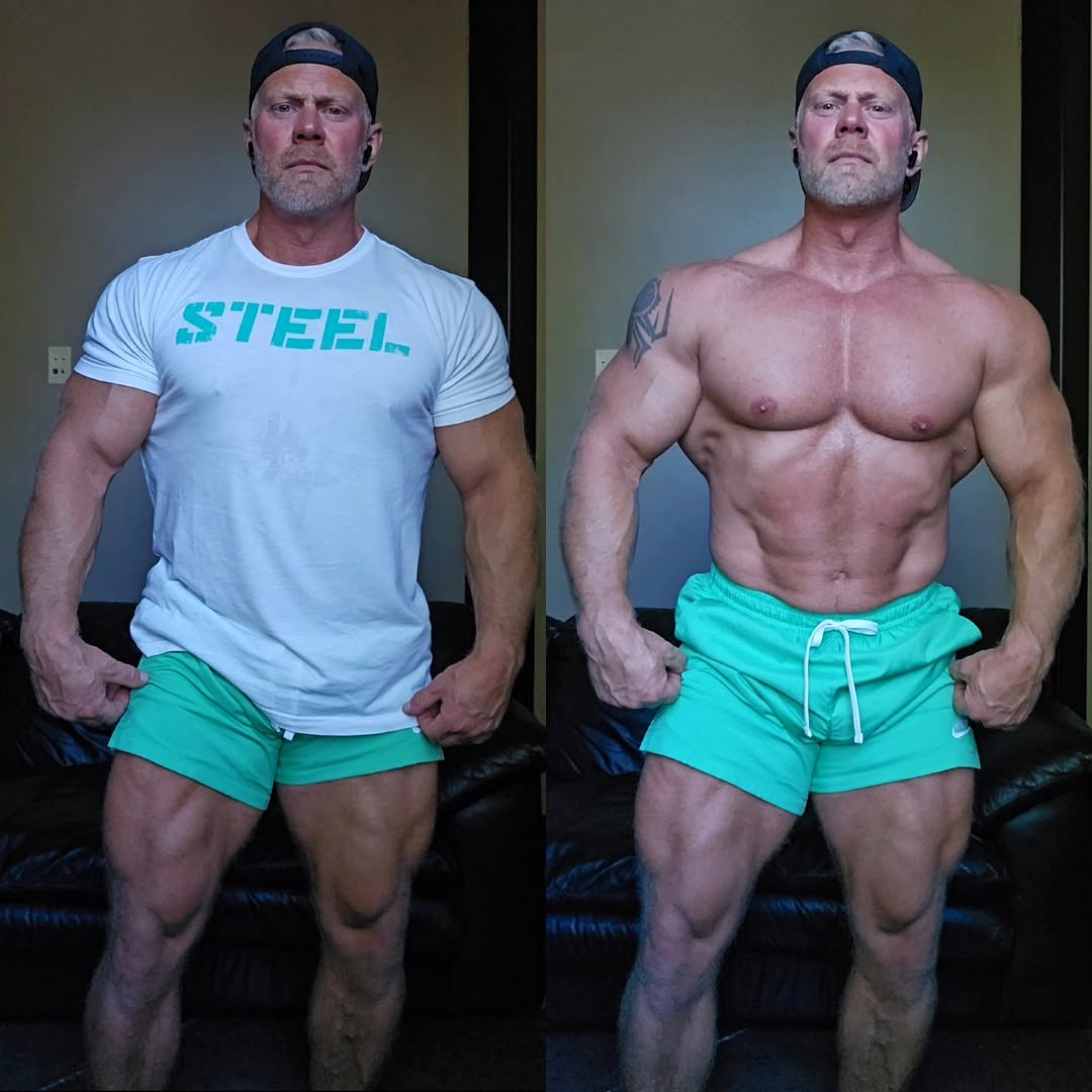 Instagram post by @davidpaterik_ifbbpro for Steel Supplements. Caption reads: Dues paid! @steelsupplements.