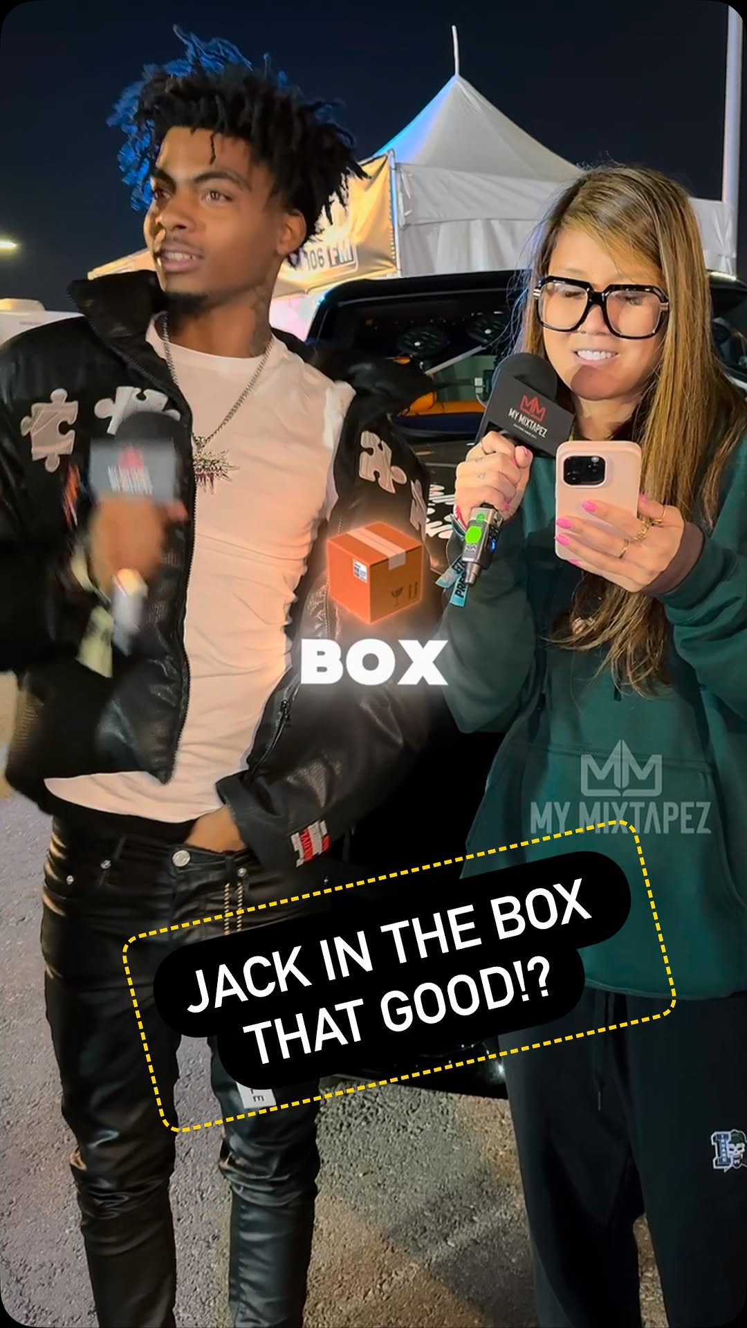 Instagram post by @hoodmorningtv for Jack In The Box. Caption reads: First stop in LA: food! Where's your go-to spot?!....