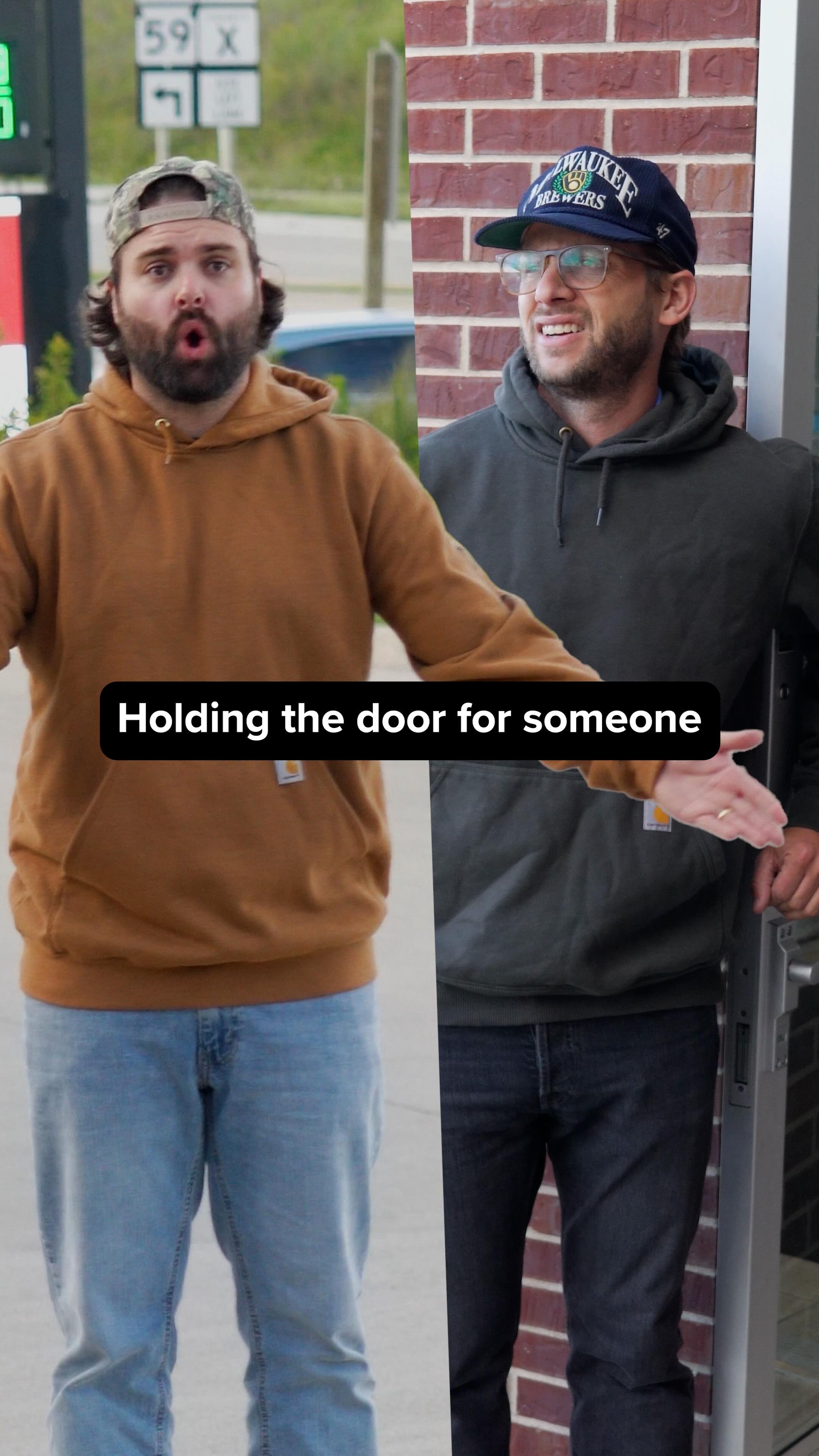 Instagram post by @ohhyoubetcha for Kwik Trip. Caption reads: Who’s in the right here? 🚪 @kwiktrip....