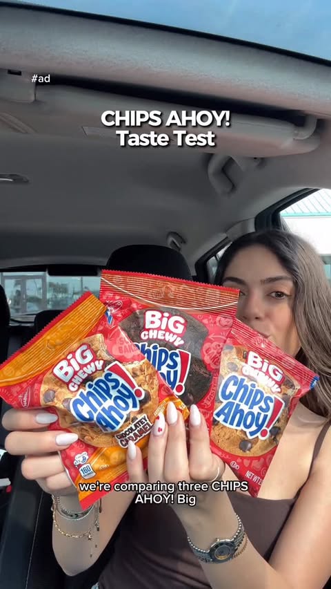 Instagram post by @foodbytiana for Chips Ahoy!. Caption reads: #ad @chipsahoy Big Chewy Cookie Taste test🍪 The....