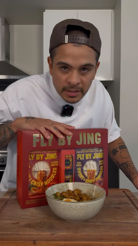 Instagram post by @stefantorres for FLY BY JING. Caption reads: Making my holidays spicy with @FlyByJing 🌶️....